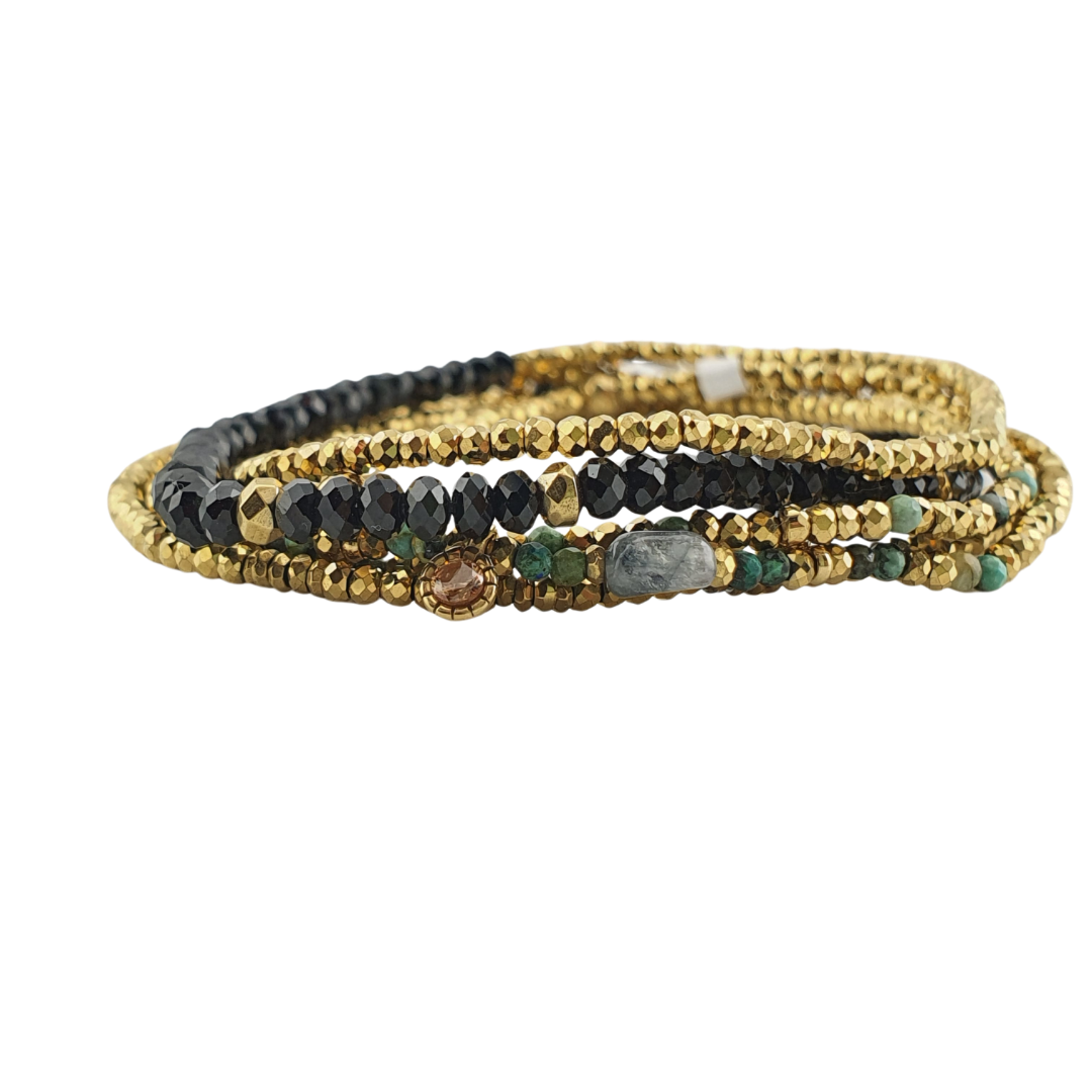 Pulsera 5 vueltas cristales y piedras naturales