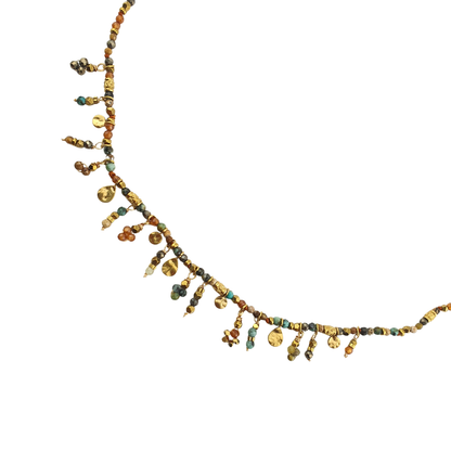 Collar tiras gotas colgantes tonos tierra