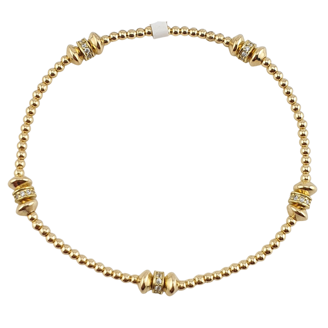 Pulsera bolas 2 mm redondel circonias botones