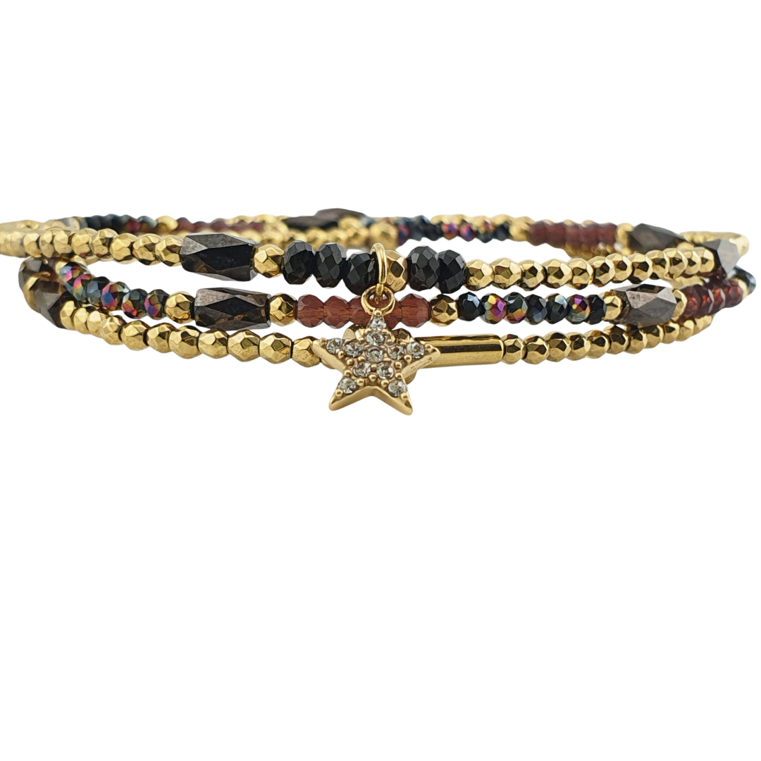 Pulsera 3 vueltas hematita estrella