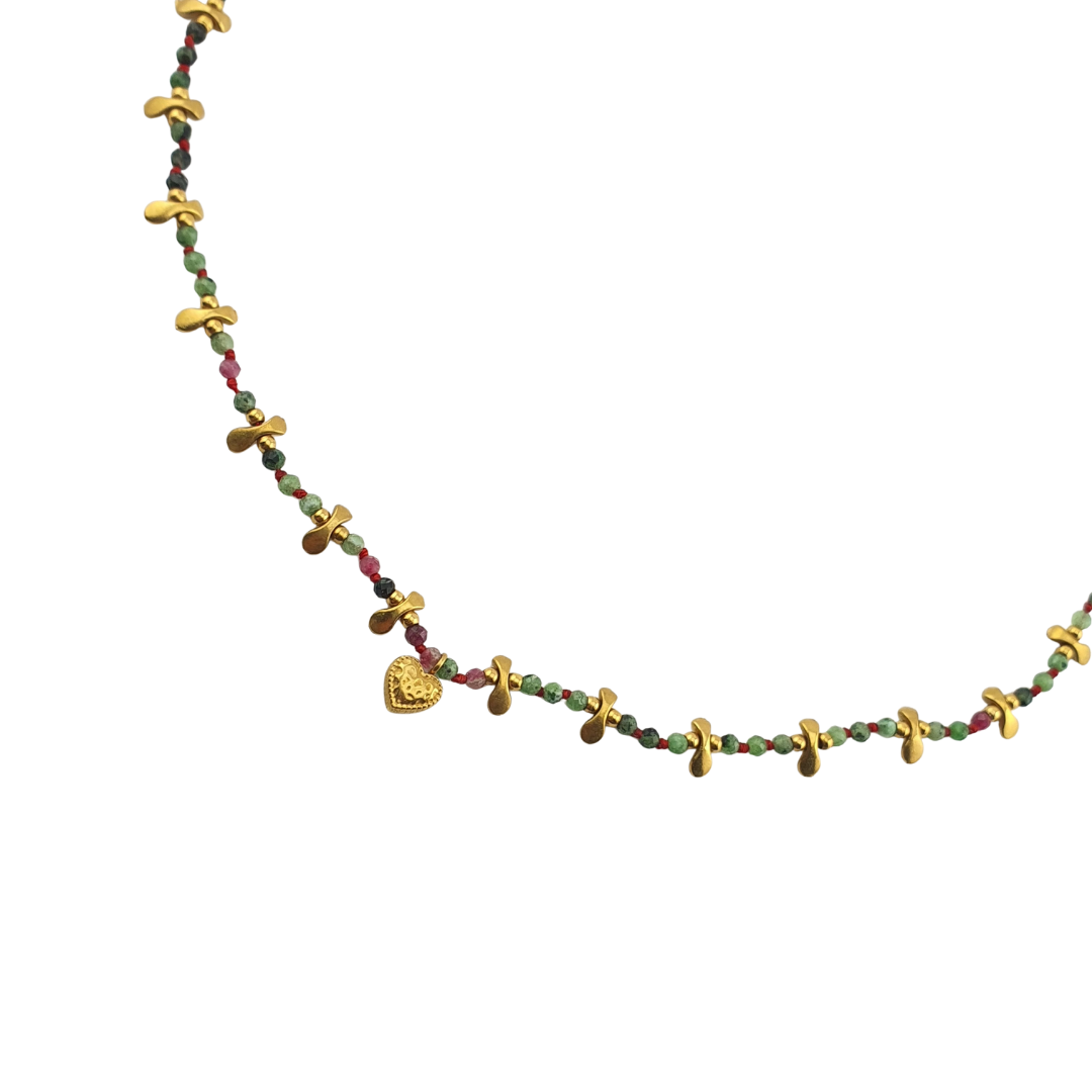 Collar cristal checo lenguetas y corazon