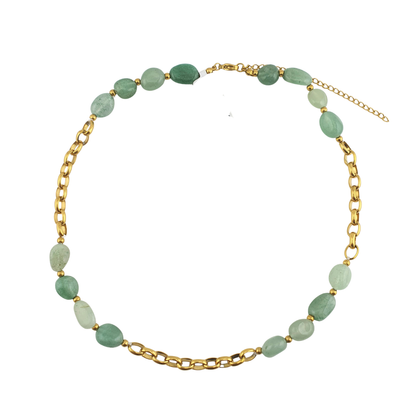Cadena de celadonia translucida y óvalos curvo