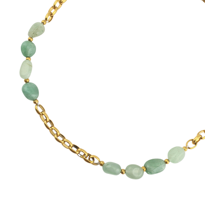 Cadena de celadonia translucida y óvalos curvo