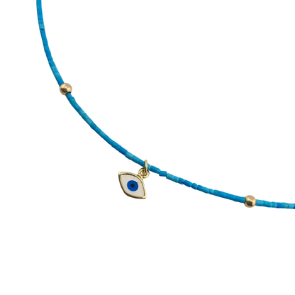 Collar micro turquesa elefante y ojito