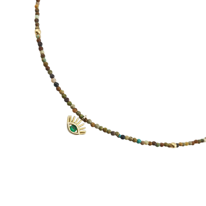 Collar turquesa africana tierra ojo