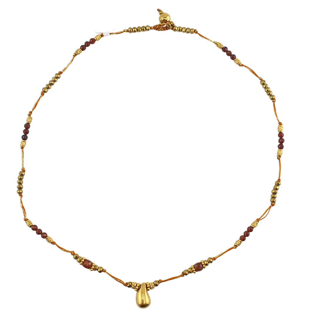 Collar hilo agata 3 tonos gota