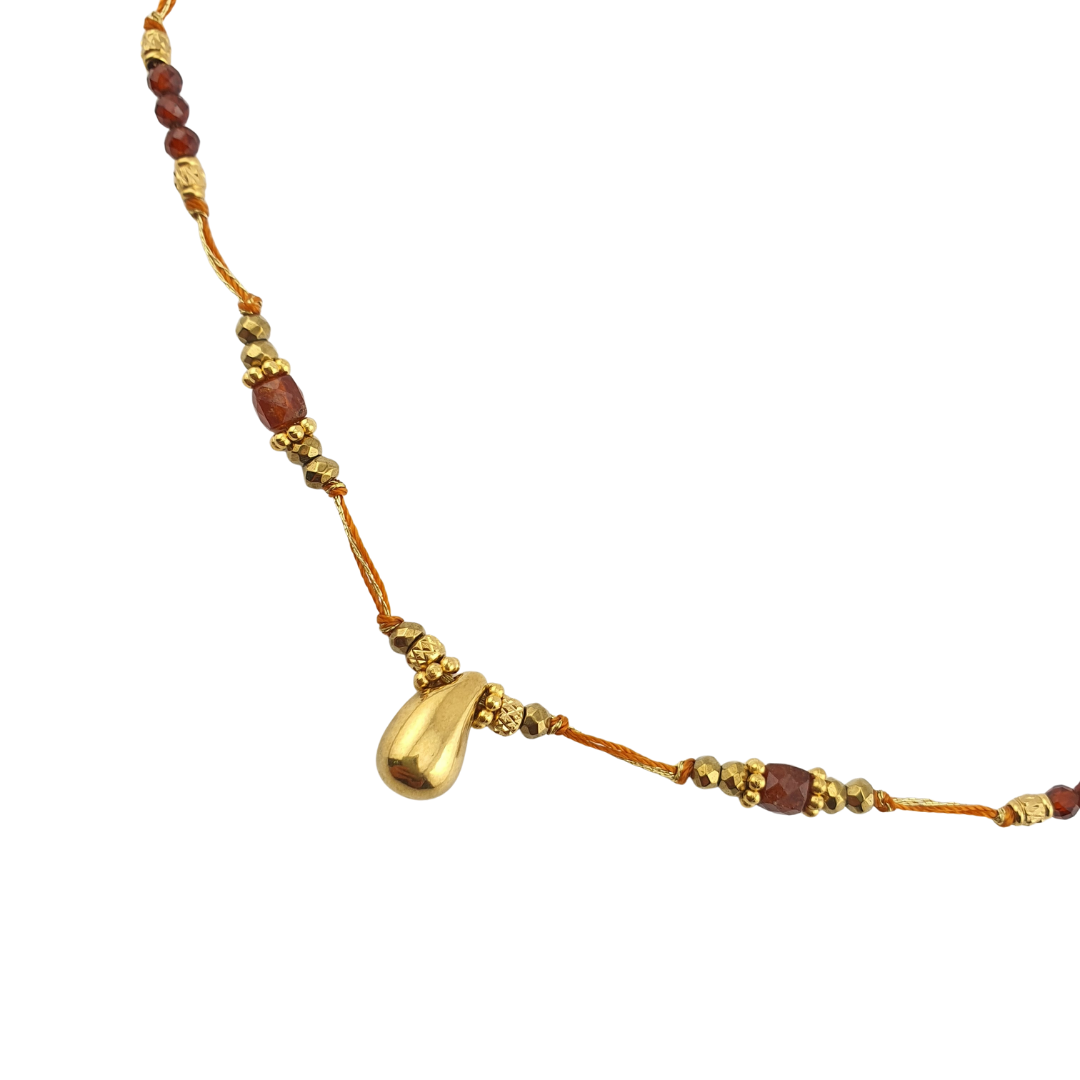 Collar hilo agata 3 tonos gota