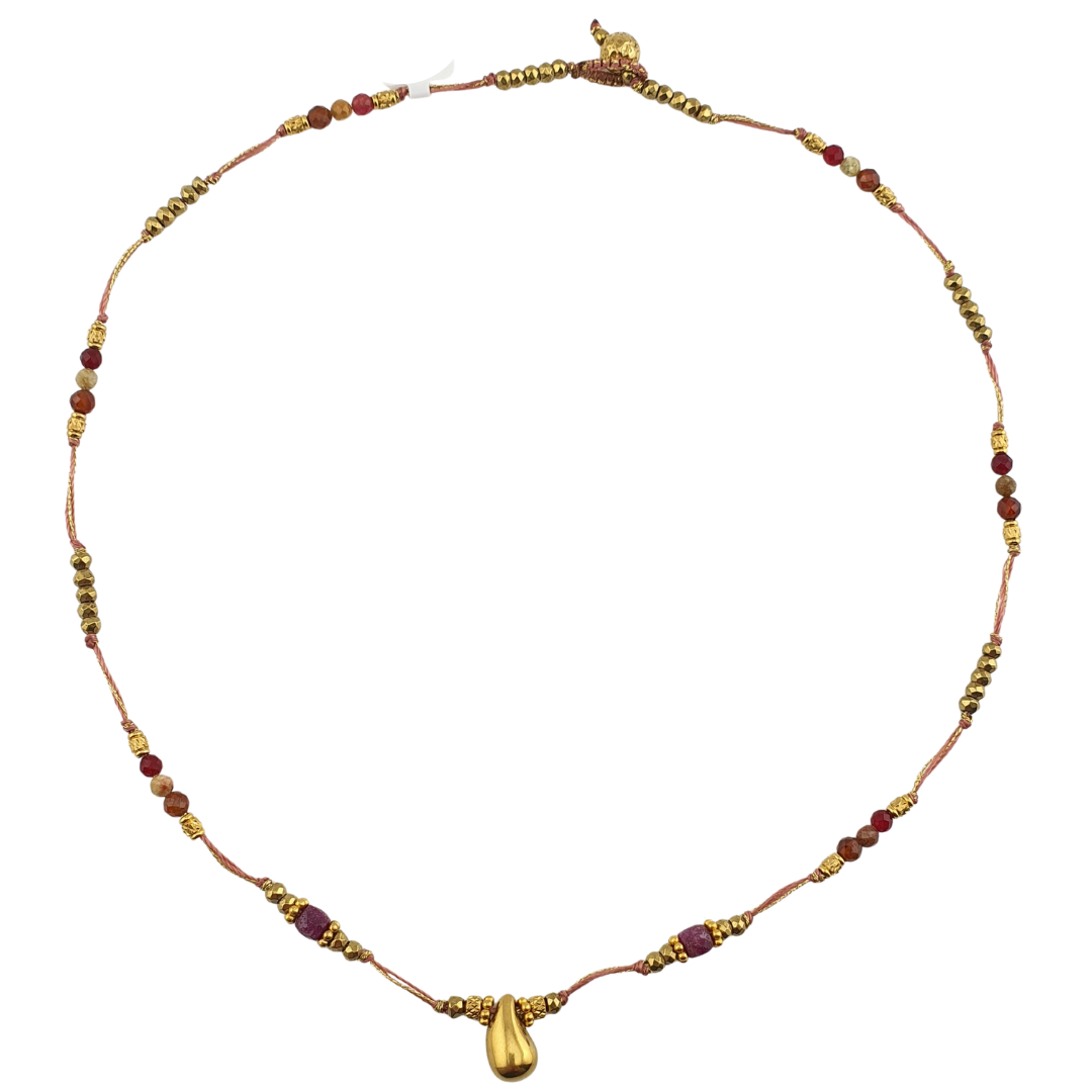 Collar hilo agata 3 tonos gota