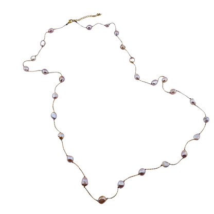 Collar perlas barrocas hilo metalizado