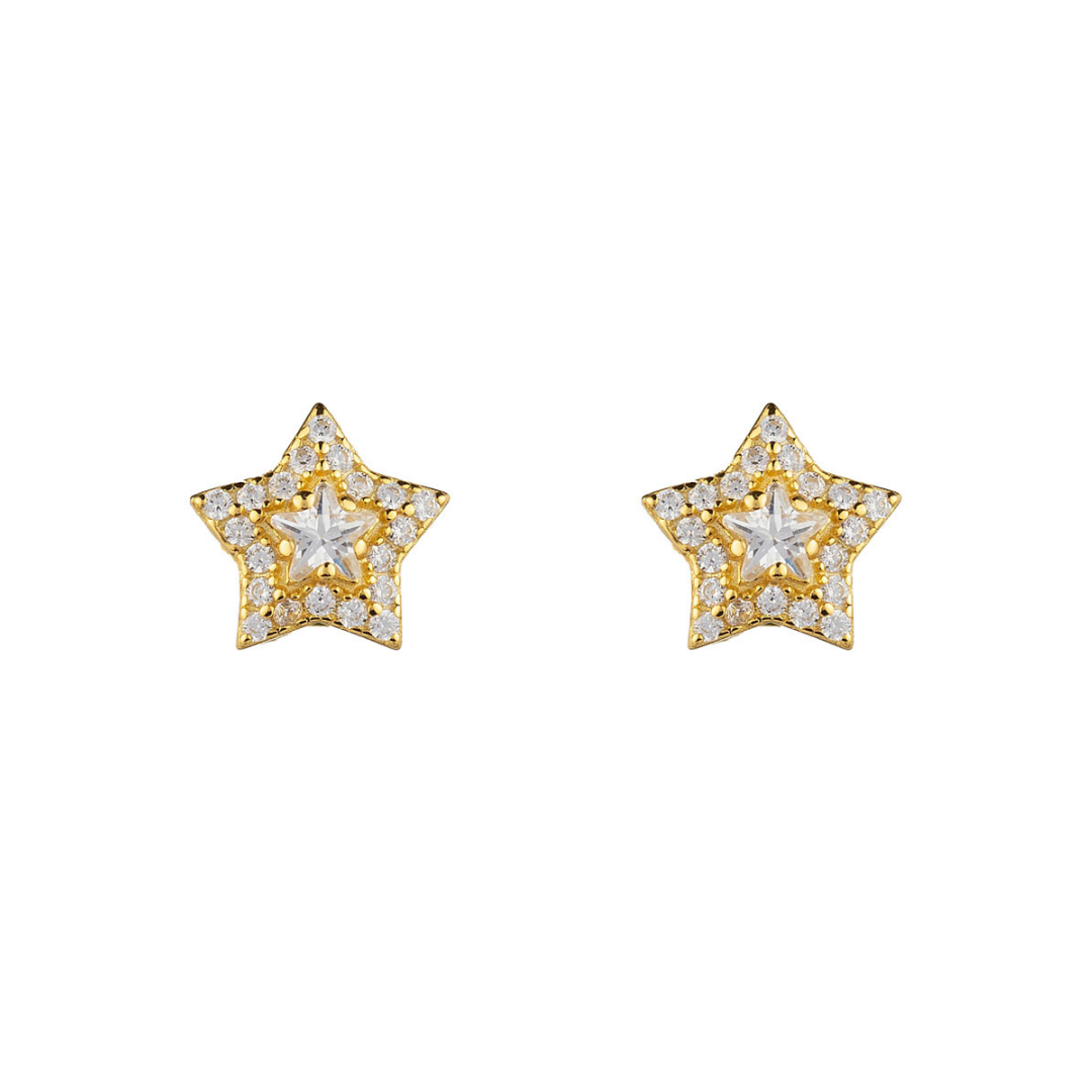 Arete estrella doble circonia