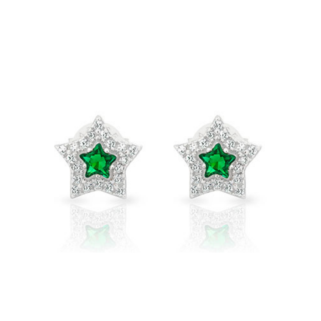 Arete estrella doble circonia