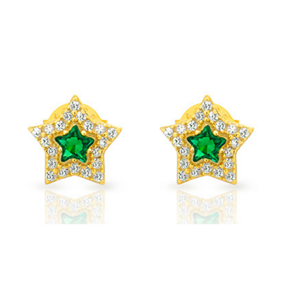 Arete estrella doble circonia