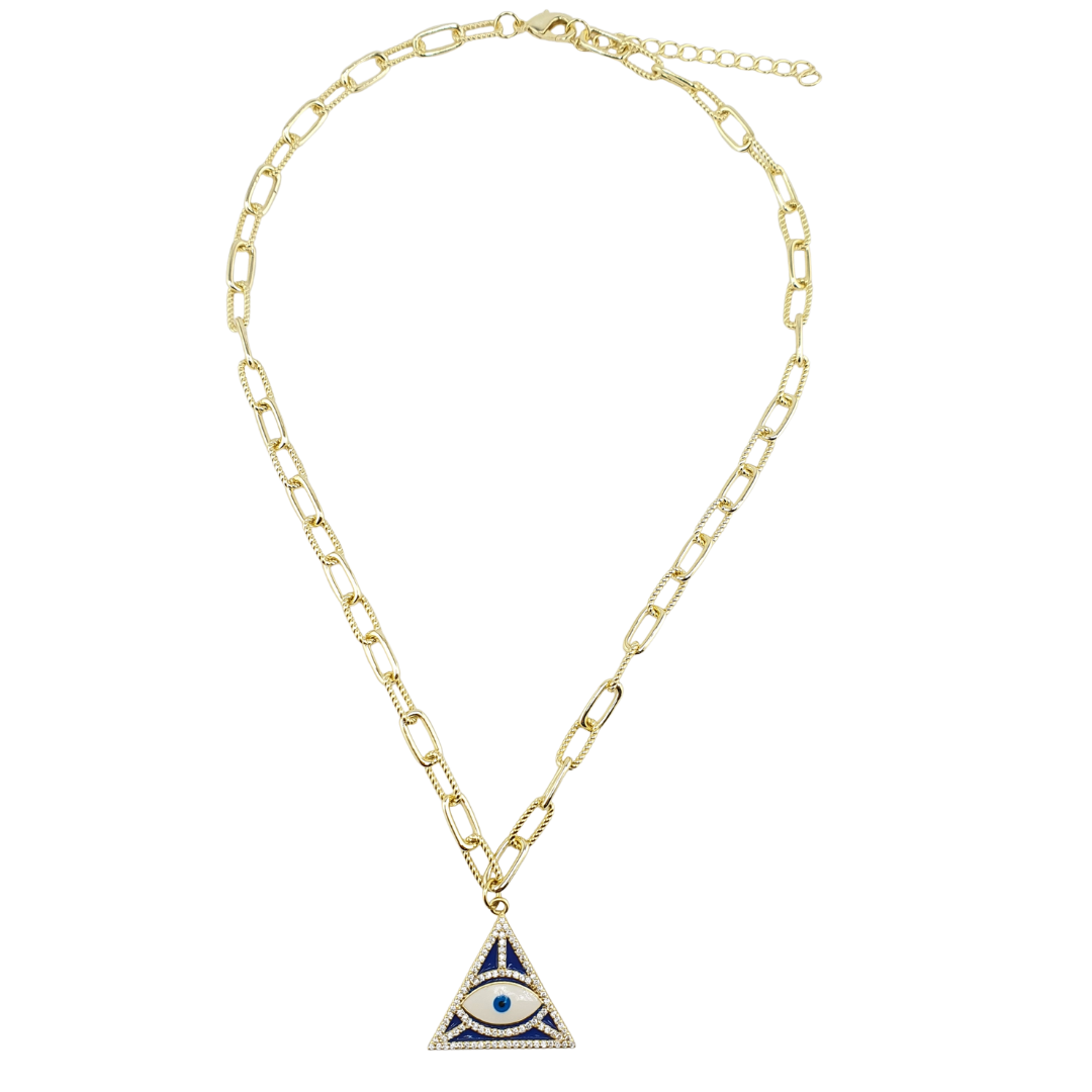 Cadena paper clip ojo piramide enamel