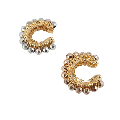 Cuff bolitas linea cristales checos metalico