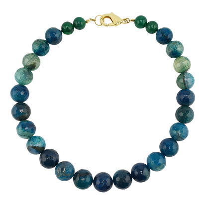 Collar agathas azul petroleo y onix verde