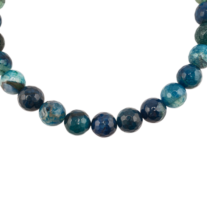 Collar agathas azul petroleo y onix verde