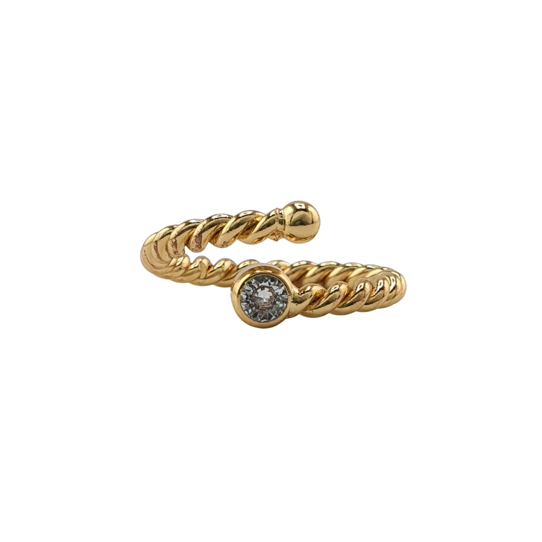 Anillo trenzado burbuja  circonias y bolita