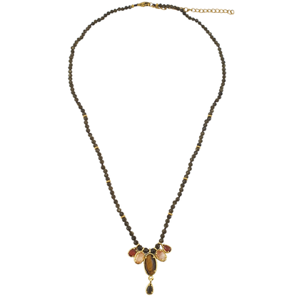 Collar cristal checo olivo racimo de ovalos piedras