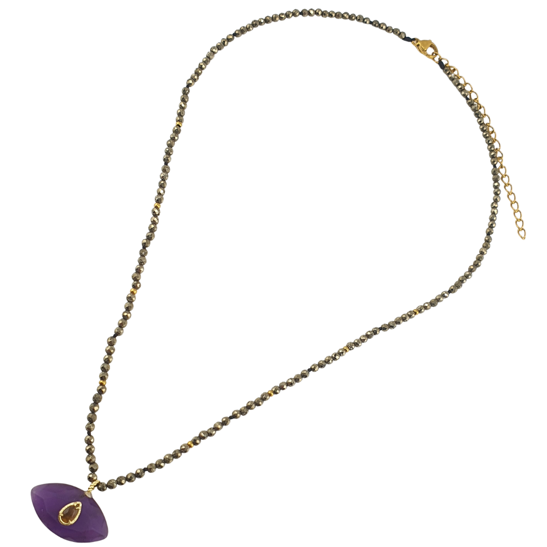 Collar pirita ojo amatista