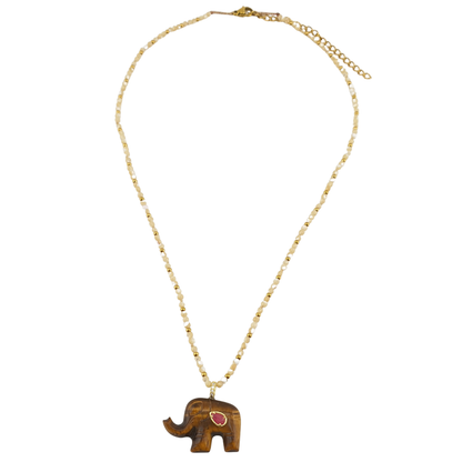 Collar turmalina olivo elefante cornalina