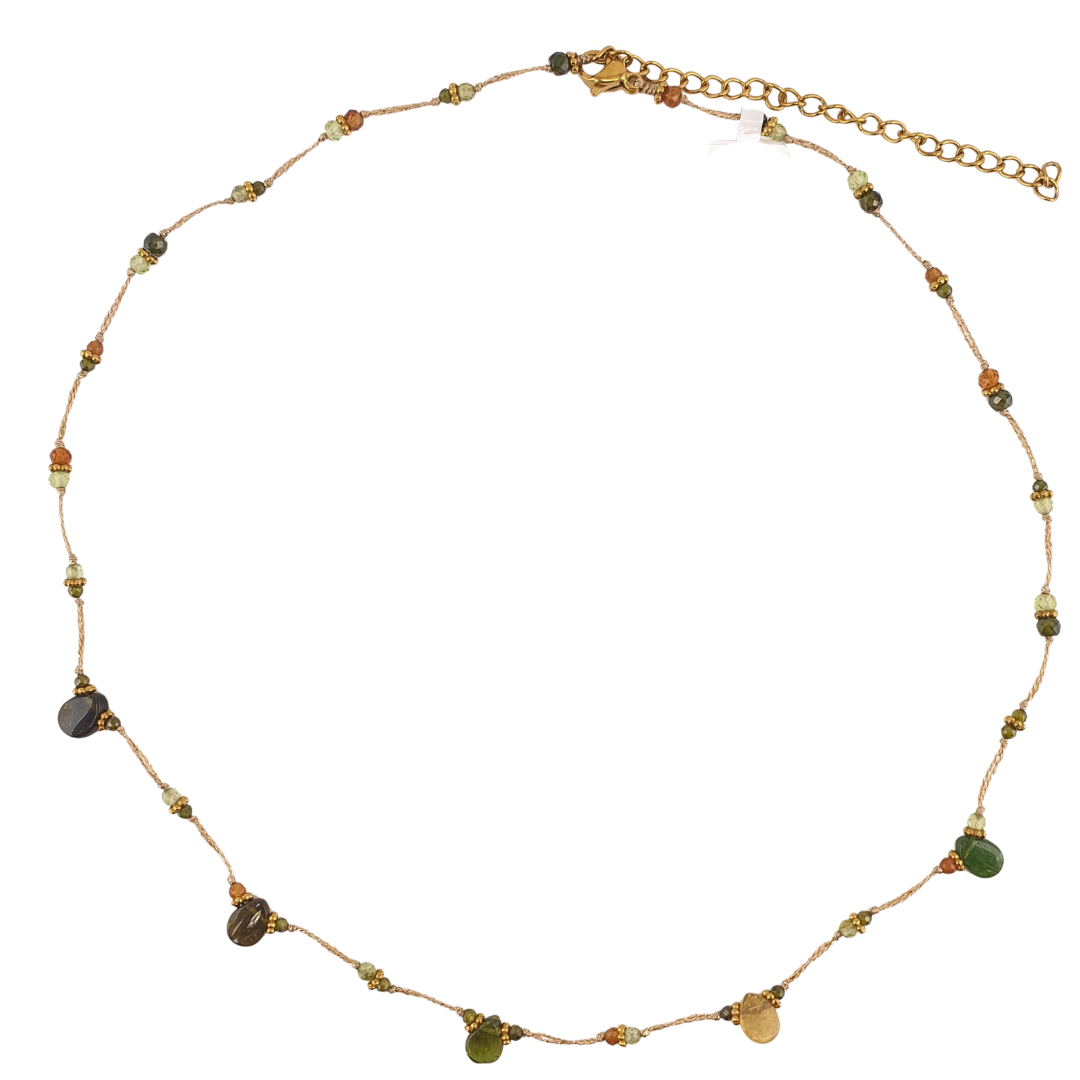 Collar hilo y gotas turmalinas tierra