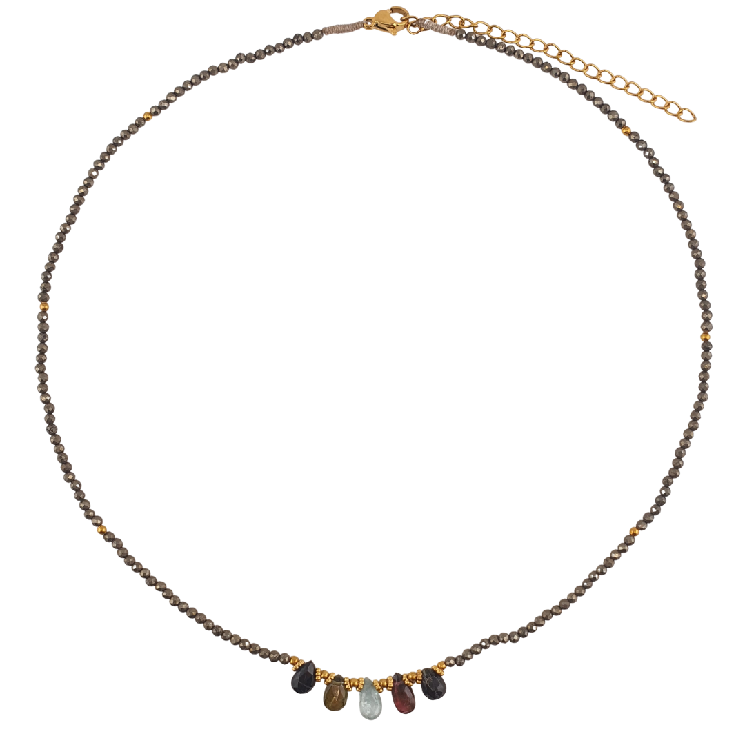 Collar pirita gotas turmalina