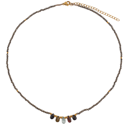 Collar pirita gotas turmalina