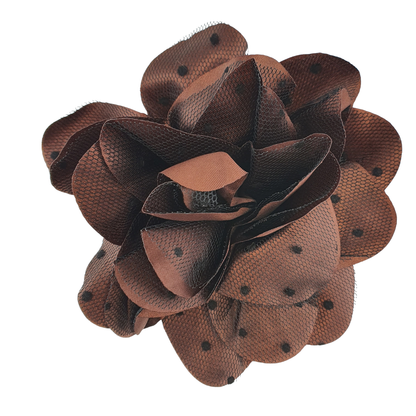 Broche flor café  puntitos