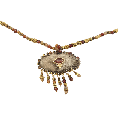 Collar ojo tercipelo quarzo rutilado jasper dalmata granate 44+6 AC DO