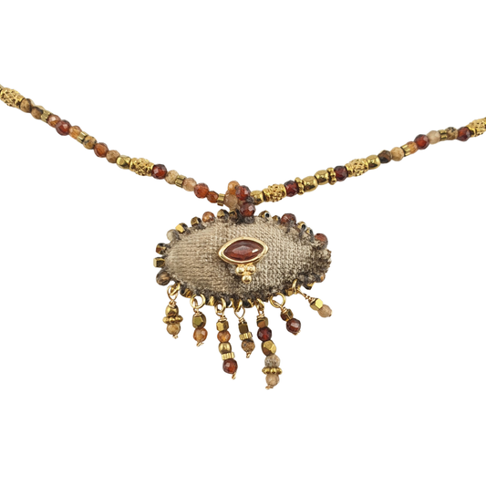 Collar ojo tercipelo quarzo rutilado jasper dalmata granate 44+6 AC DO