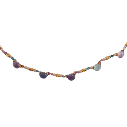 Collar diamante chunky amatista apatita light azul granate quarzo humo
