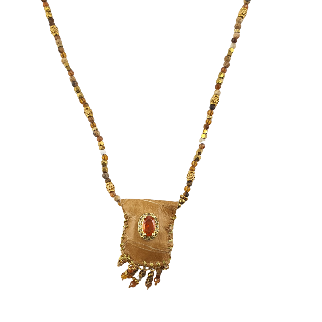 Collar turmalinas rainbow saquito snake gris