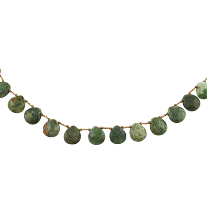 Collar hilo gotas gdes granate rodolita y pirita