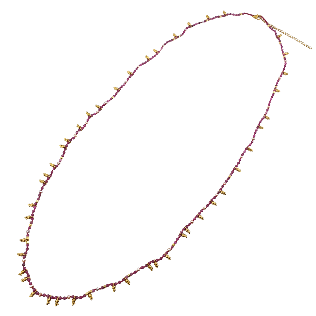 Collar largo hojitas pirita y Tu africana