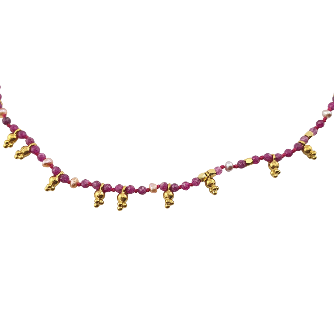 Collar largo hojitas pirita y Tu africana