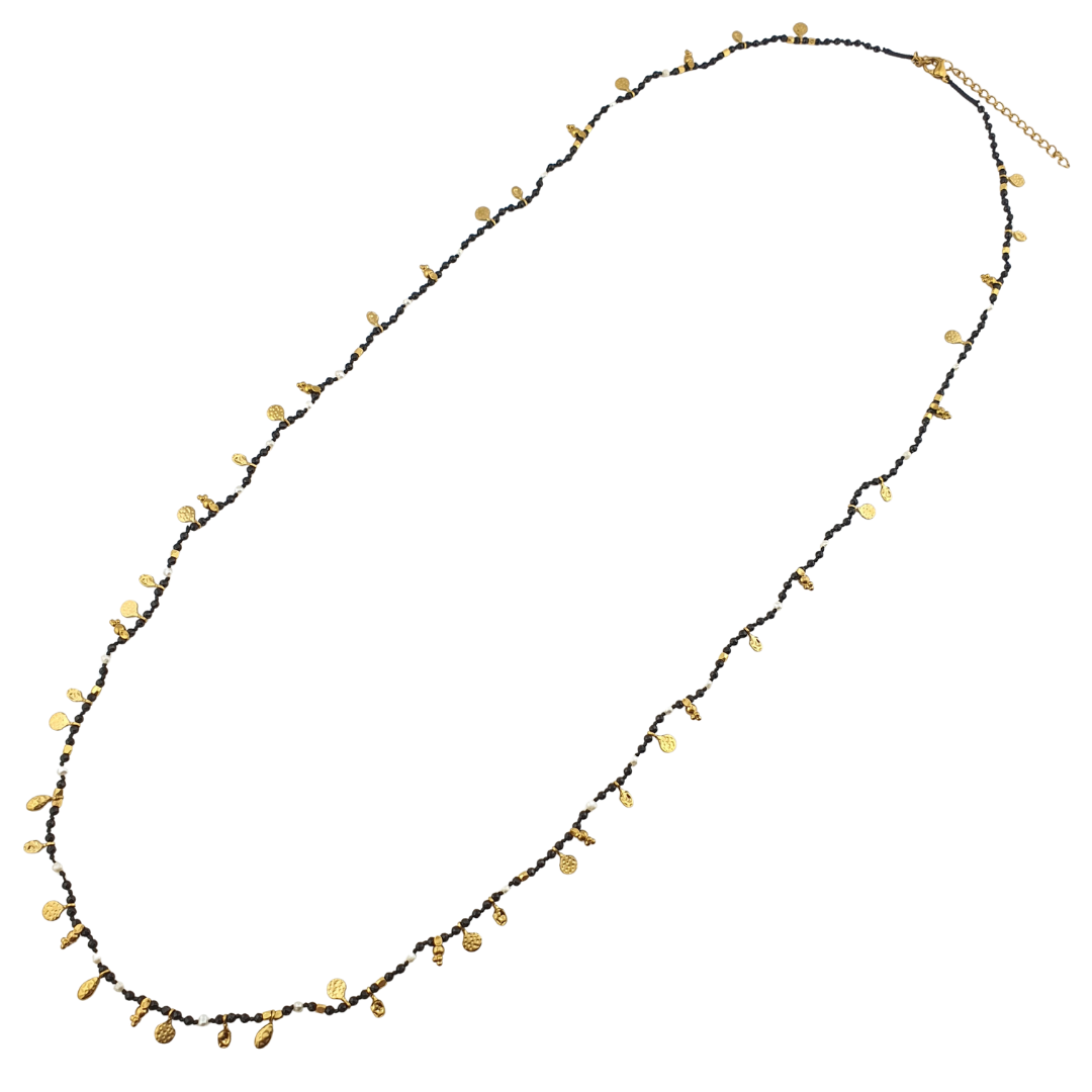 Collar largo hojitas pirita y Tu africana