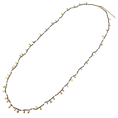Collar largo hojitas pirita y Tu africana