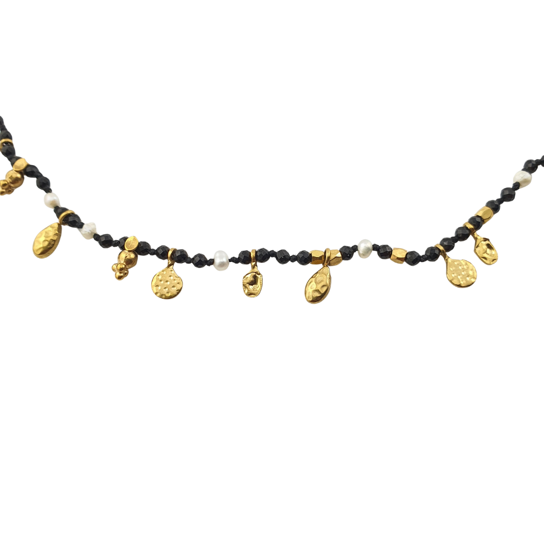 Collar largo hojitas pirita y Tu africana