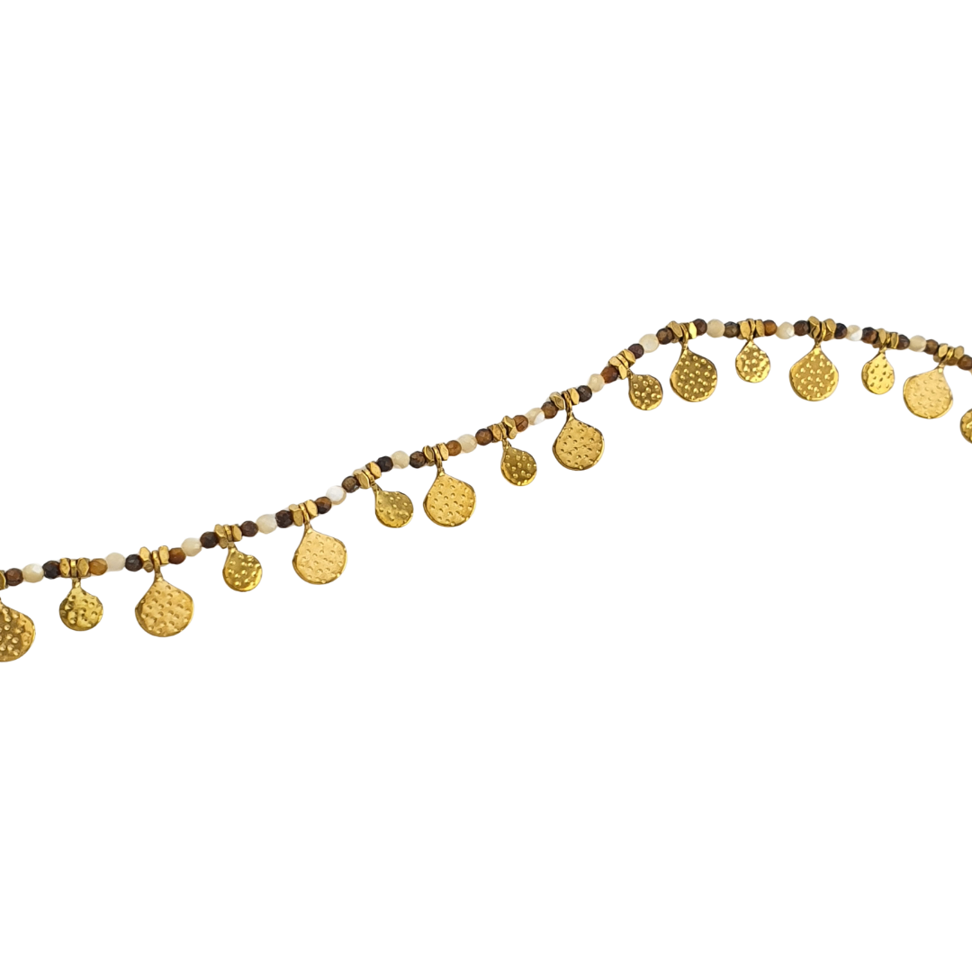 Collar largo hojitas pirita y Tu africana