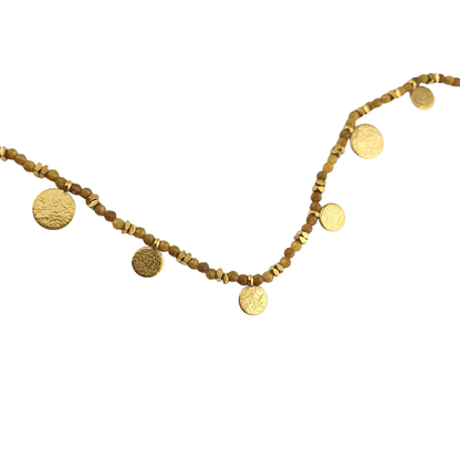 Collar largo hojitas pirita y Tu africana