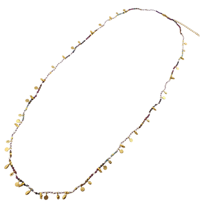 Collar largo hojitas pirita y Tu africana