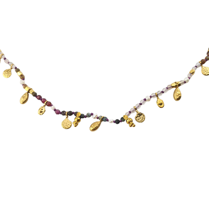 Collar largo hojitas pirita y Tu africana
