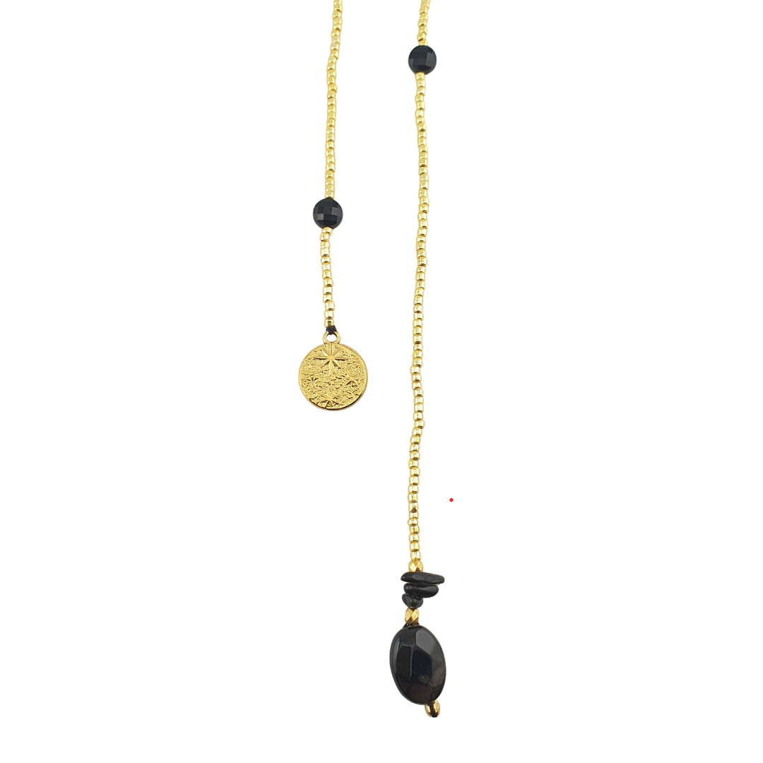 Collar corbatero cristales marmoleado corto