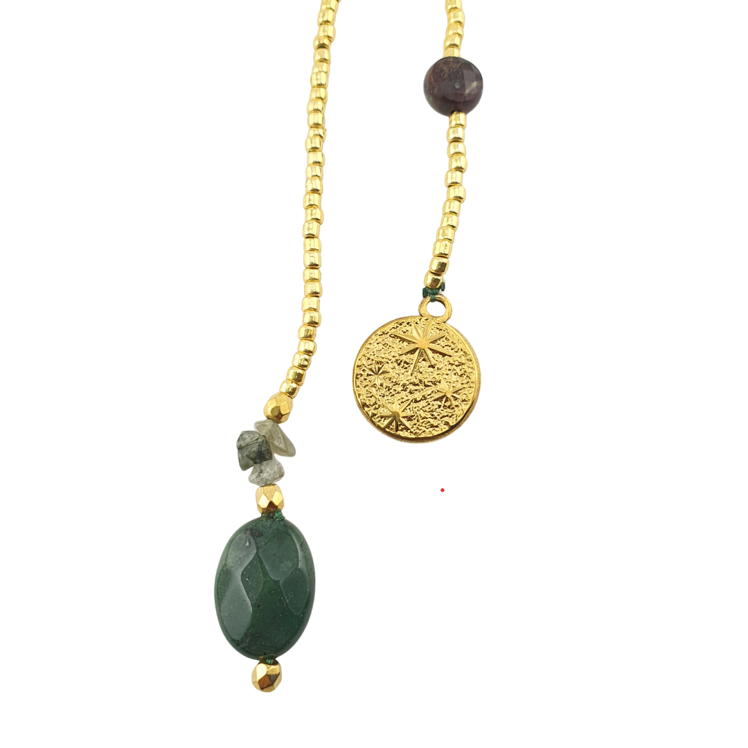 Collar corbatero cristales marmoleado corto