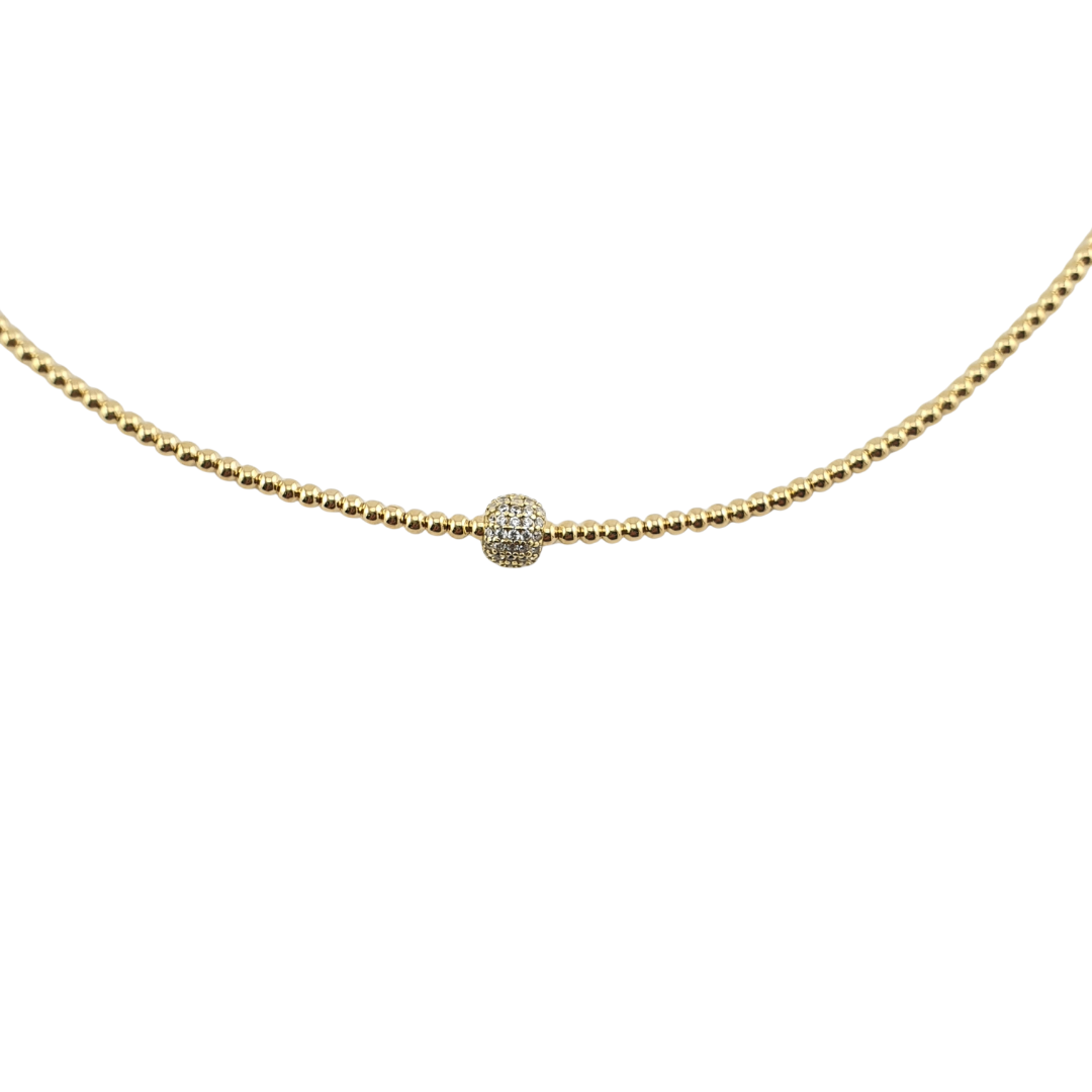 Cadena gota ballfire circonias bolitas 2mm GF