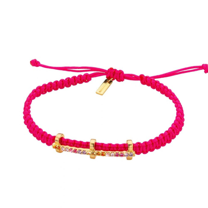 Pulsera tejida barra circonias mexicano