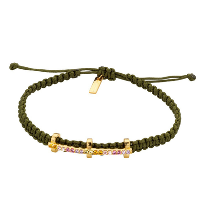 Pulsera tejida barra circonias mexicano