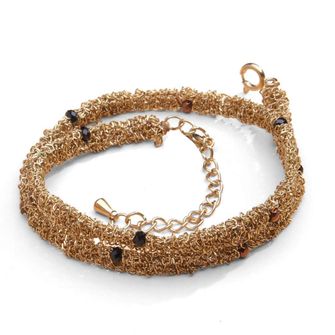 Pulseras 2 vueltas ancha cadenas enrolladas y piedras naturales