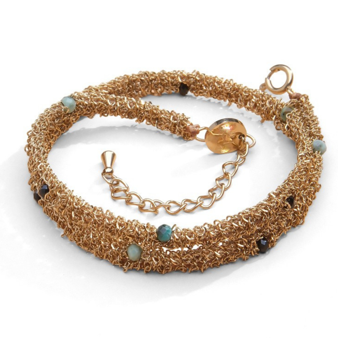 Pulseras 2 vueltas ancha cadenas enrolladas y piedras naturales