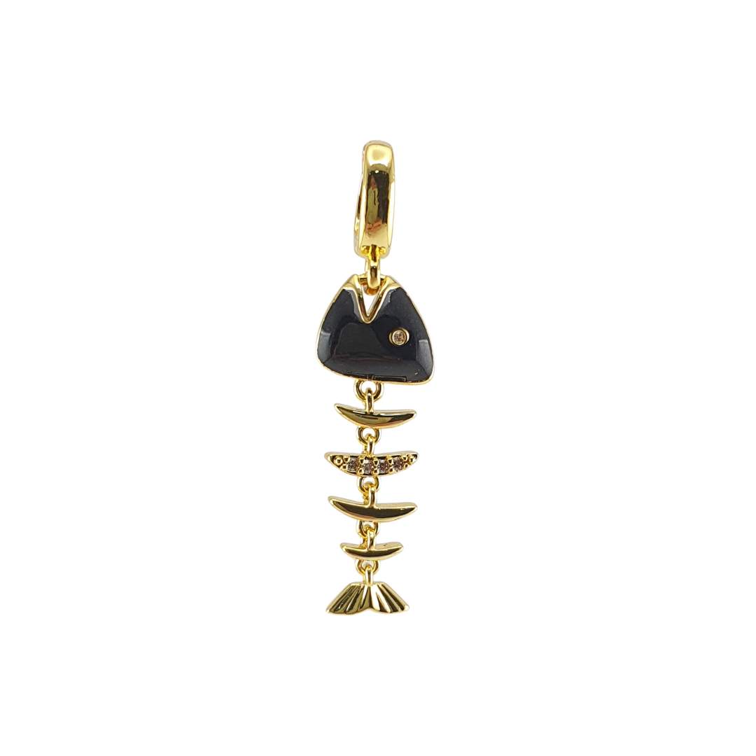 Dije sardina huesito enamel negro